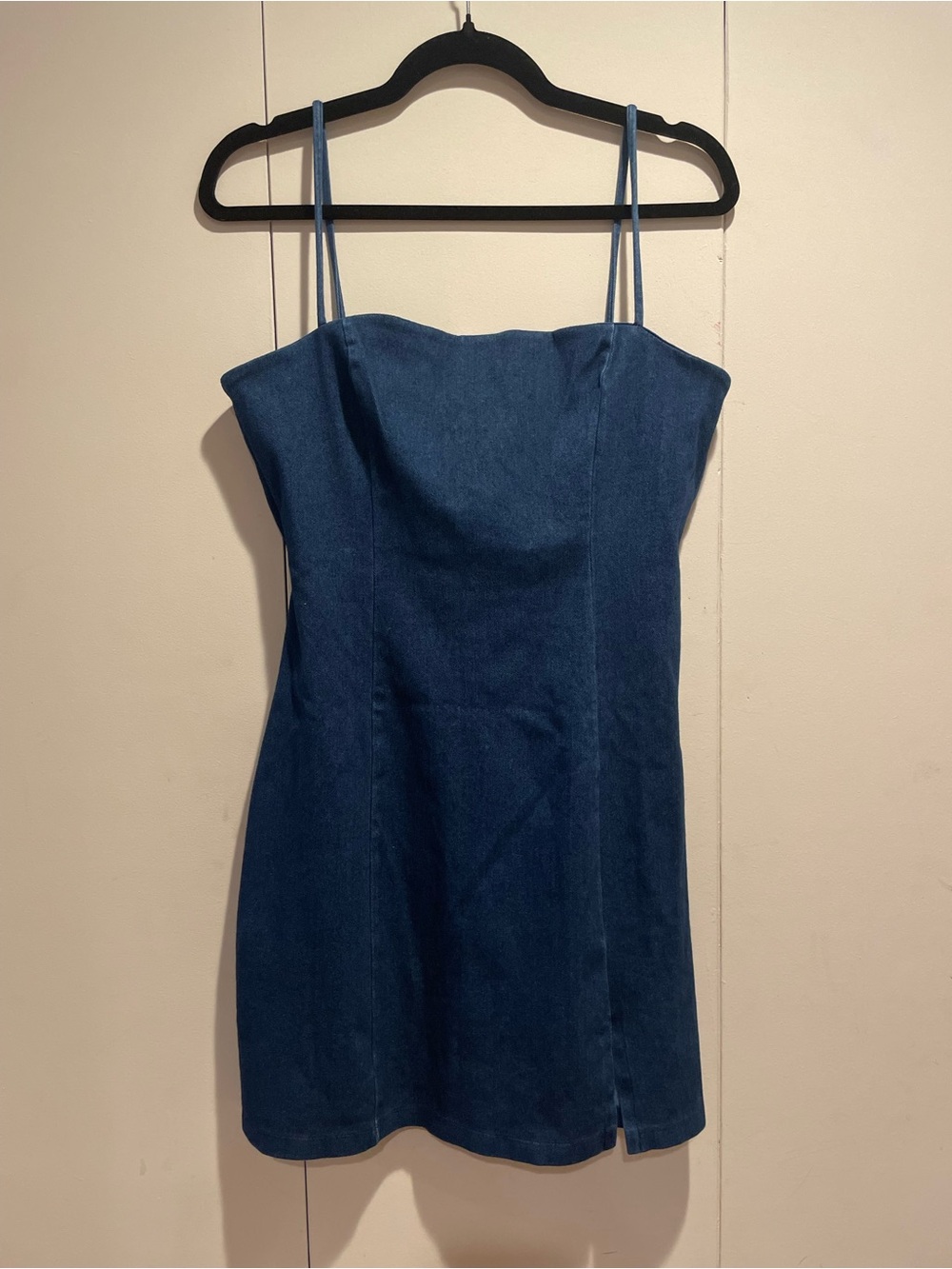 Susana Monaco Navy Blue Denim Mini Dress with Spaghetti Straps